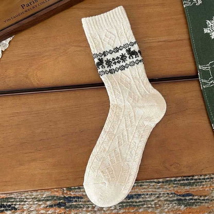 Christmas Reindeer Vintage Thermal Crew Socks