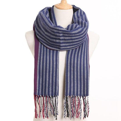 Saint Morris Striped Cashmere Scarf