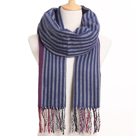 Saint Morris Striped Cashmere Scarf