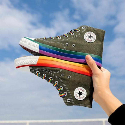 Sky Madrid Rainbow High Top Canvas Sneakers