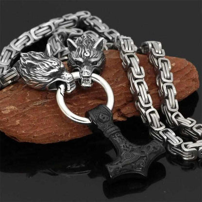 Sky Madrid Stainless Steel Wolf Necklace