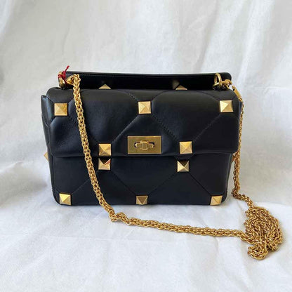 Valentino black leather Roman Stud shoulder bag