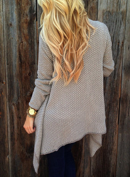 Women S Long Sleeve Draped Open Front Asymmetrical Knitted Cardigan