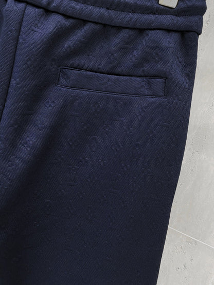 LV CASUAL SHORTS NAVY BLUE COTTON STRETCH FABRIC 239611