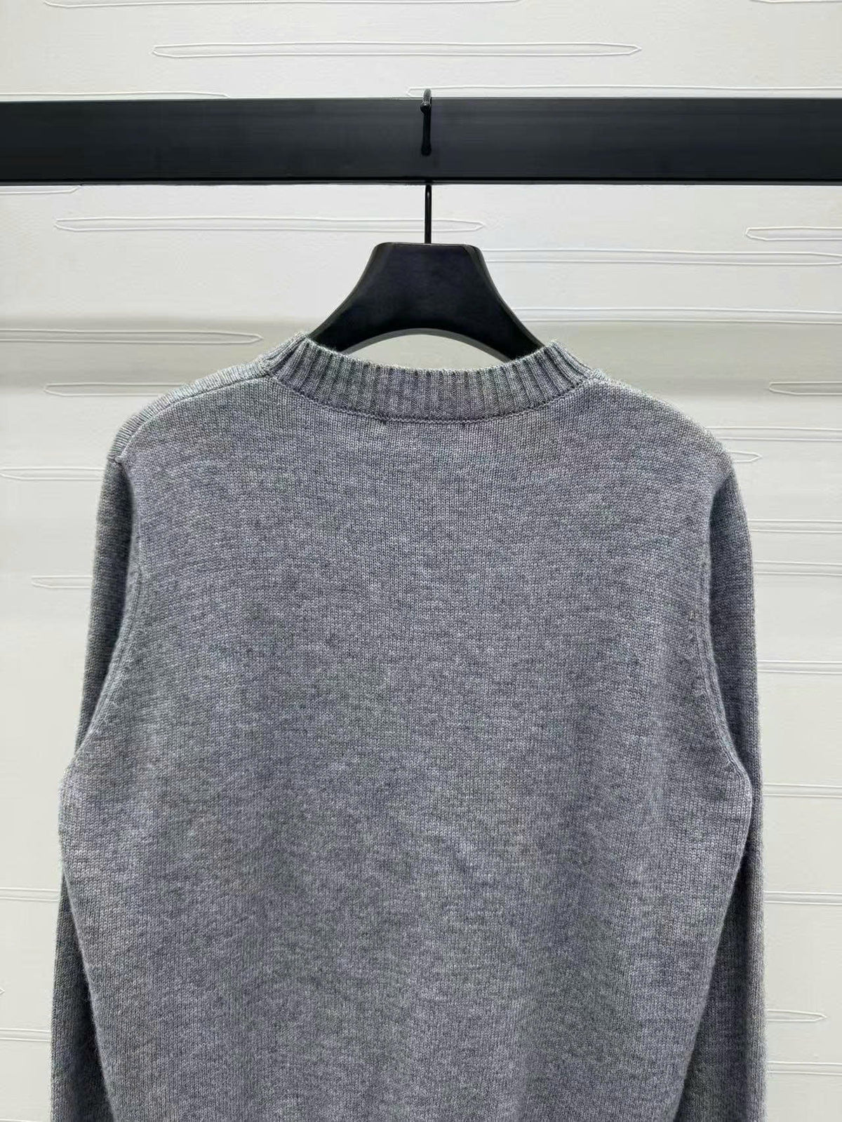 Prad Logo Crew-Neck  Sweater in Natural Wool