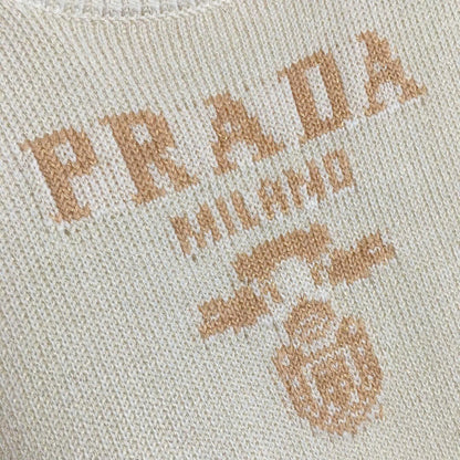 Prad Logo Crew-Neck  Sweater in Bright Silk Blend Wool
